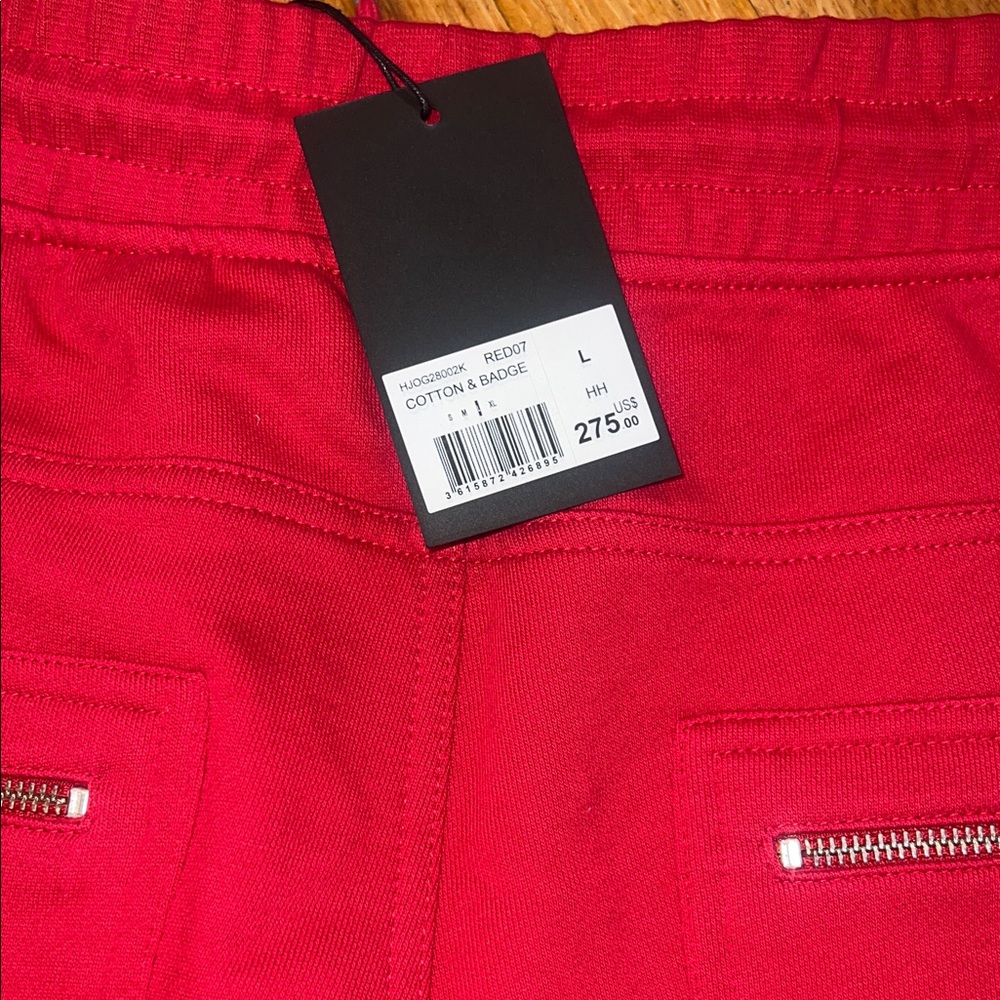 The Kooples Red Drawstring Joggers with Silver Zippers - Picture 5 of 7
